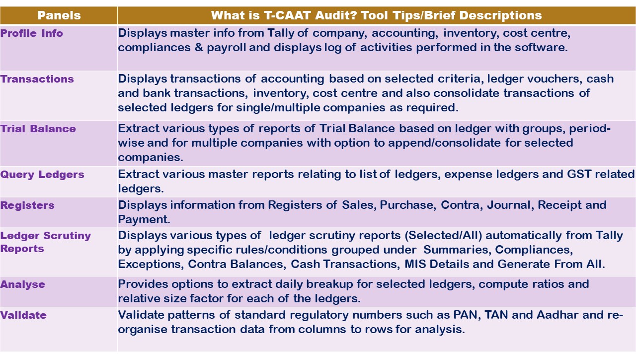 Key Feature of T-CAAT Audit