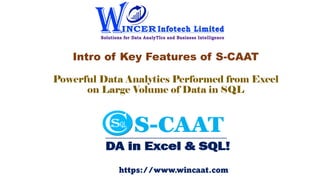 Intro of Key Features of S-CAAT
Powerful Data Analytics Performed from Excel
on Large Volume of Data in SQL
https://www.wi...