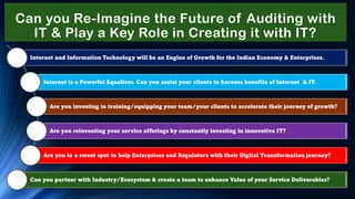 The Future will be exponentially Digital.
Chartered Accountants can
Future-proof their career
with Knowledge and skills of...